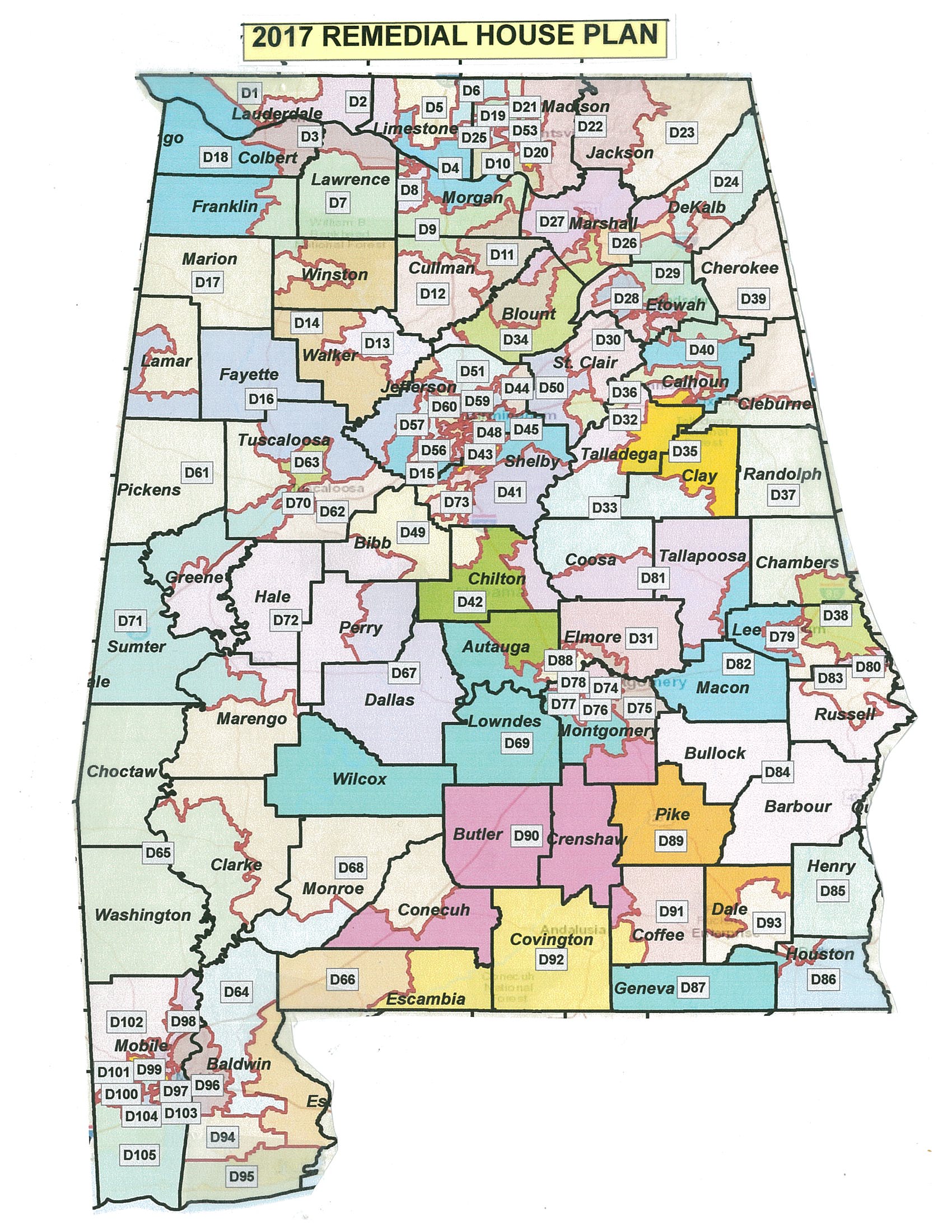 State redistricting information for Alabama