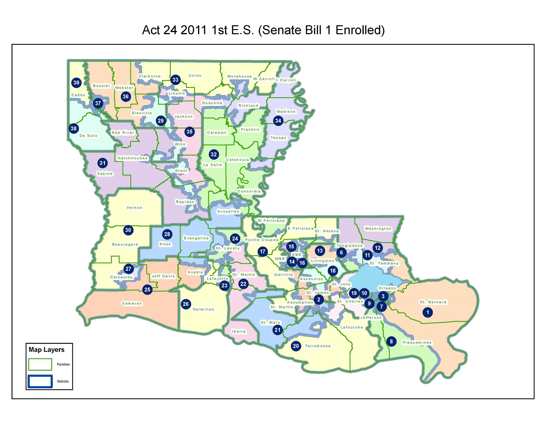 State Redistricting Information For Louisiana   LA 2011 Senatelowres 