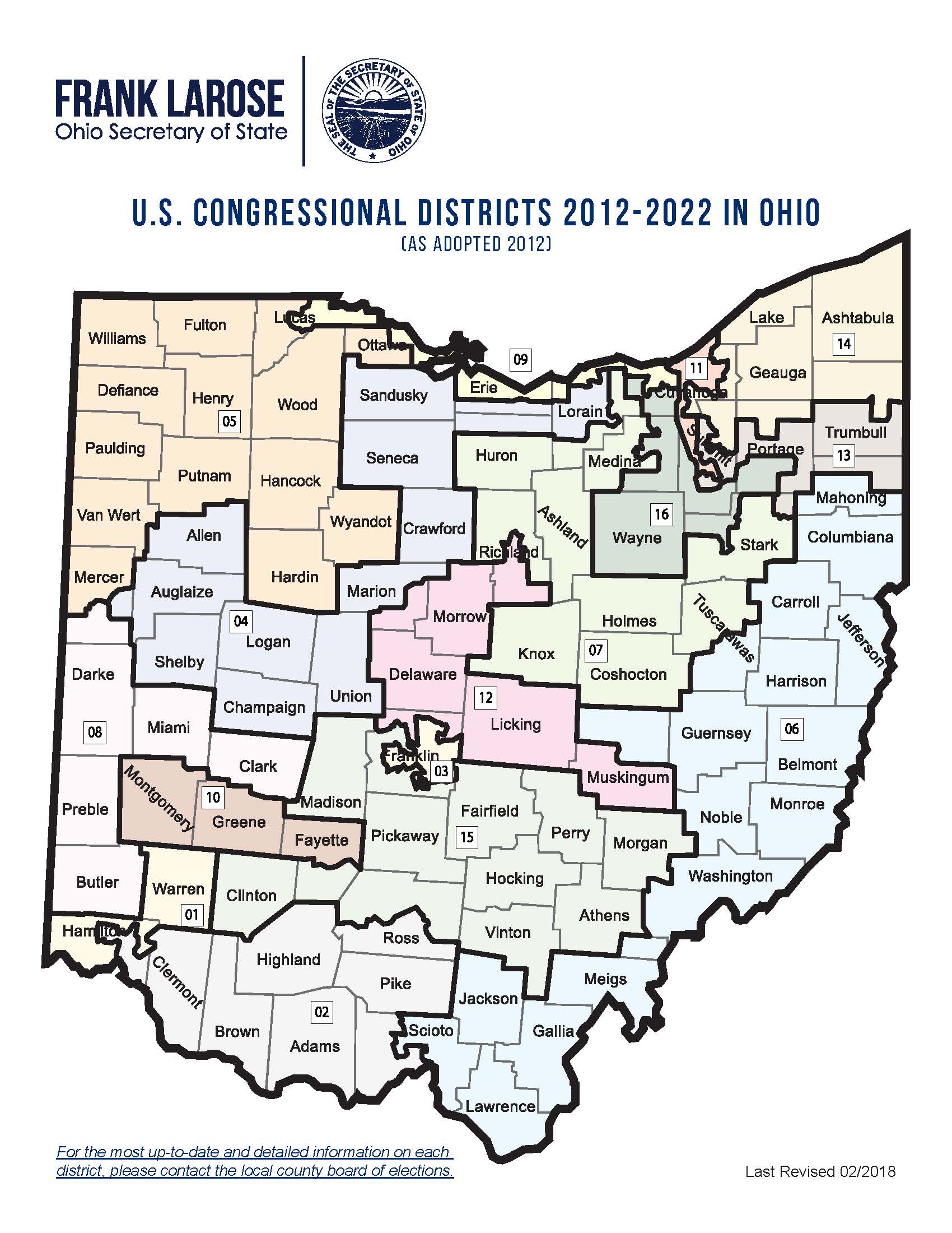 State redistricting information for Ohio